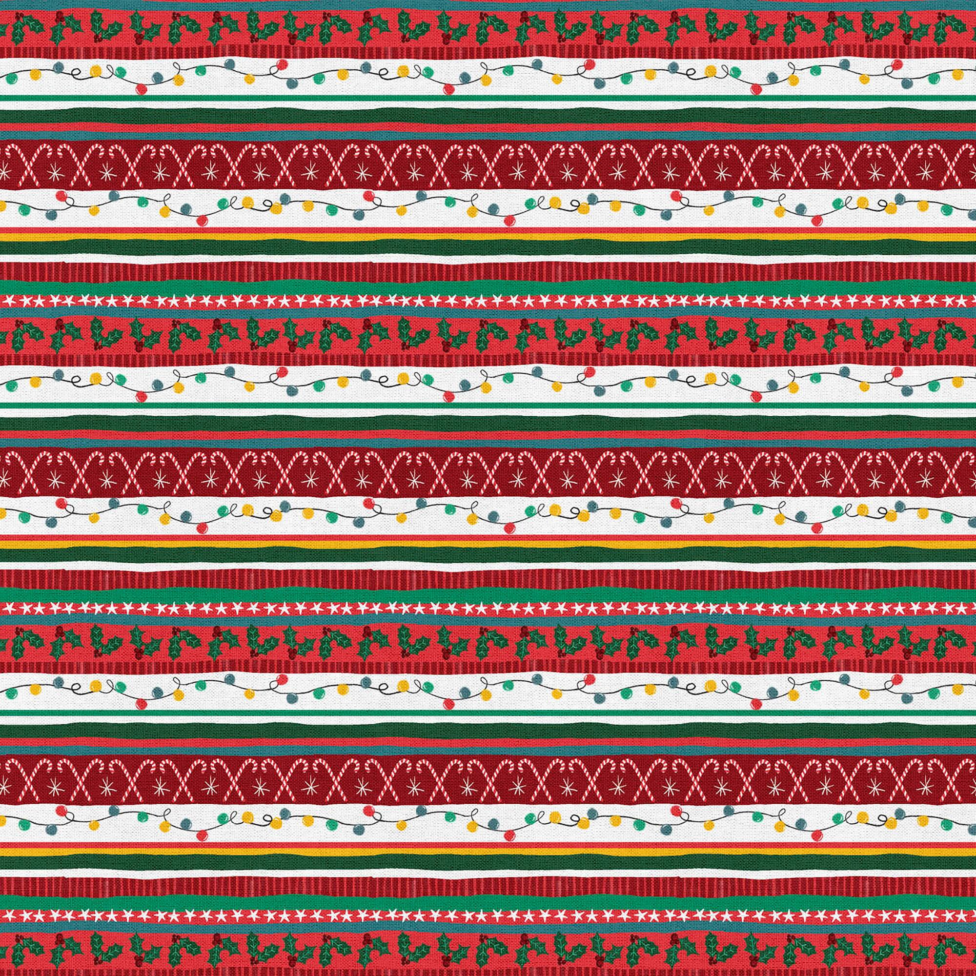 Fabric Editions Multicolor Holiday Tinsel Stripe Cotton Fabric